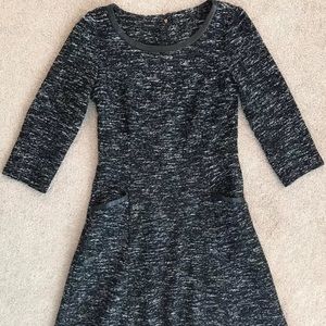 Talbots Fit & flare tweed dress leather trim
